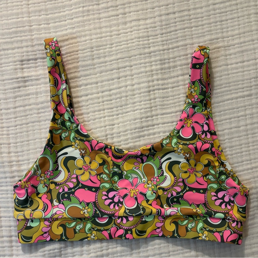 Colorful Floral Print Bikini Top
